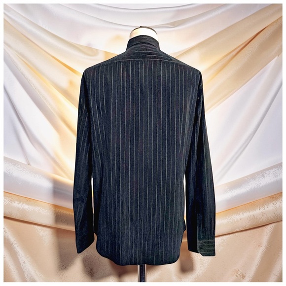 Versace Men’s Black Gold Pinstripe Dress Shirt | Medusa Buttons | Luxury | XL - Picture 3 of 14